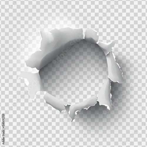 ragged Hole torn in ripped paper on transparent background