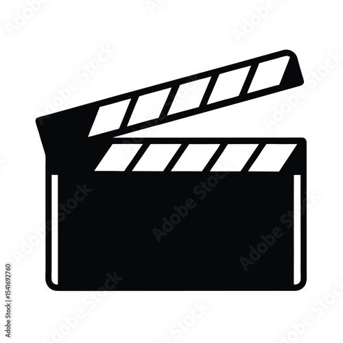 Simple Clapperboard Rectangle With Hinged Top Outline Vector Illustration