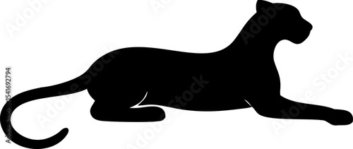 Cheetah Silhouette on Transparent Background, Fast Wild Cat Vector Illustration in Black