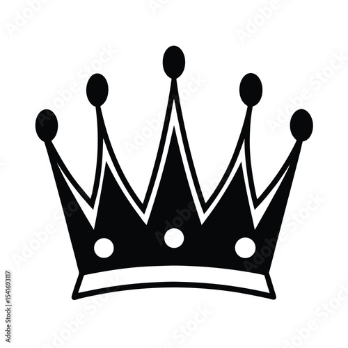 Simple Crown Pointed Tips And Jewels Outline Vector Illustration