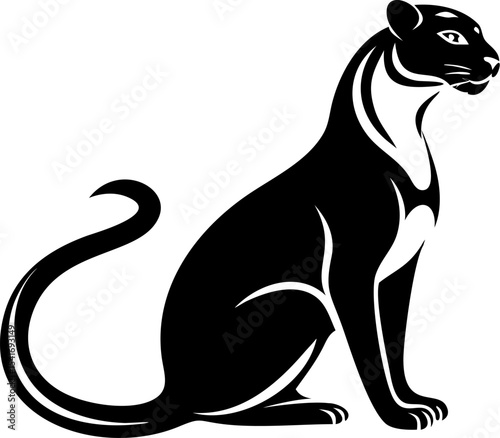 Cheetah Silhouette on Transparent Background, Fast Wild Cat Vector Illustration in Black