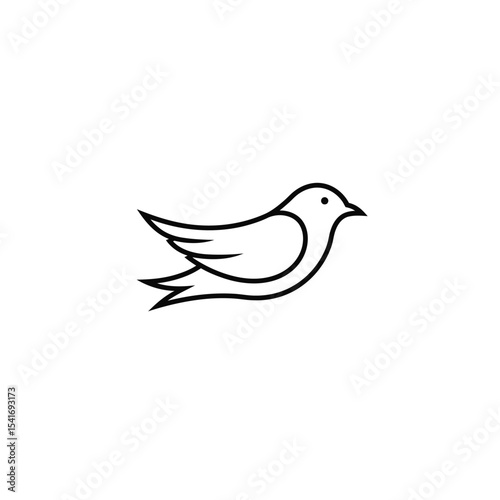 Black Bird Silhouette Vector Logo Icon White Background