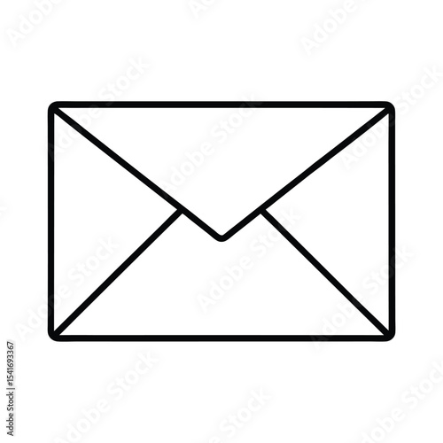 Simple Envelope Rectangle With Flap Outline Vector Illustration