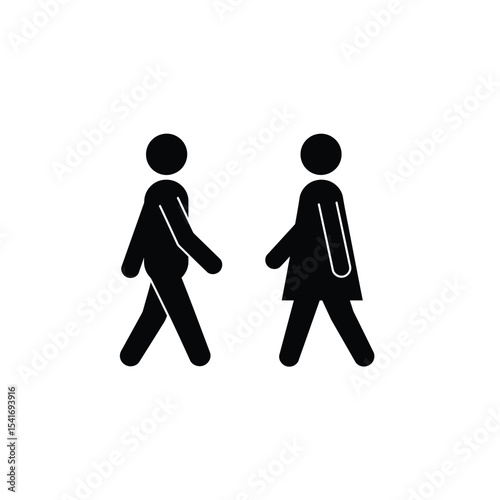 Black Silhouette Vector Icons Couple Walking Together