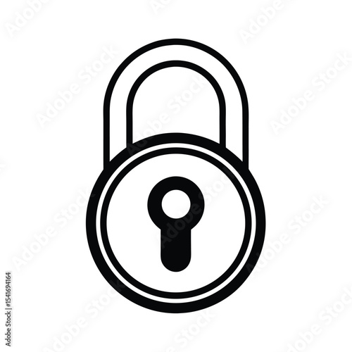Simple Lock Round Body And Curved Shackle Outline Vector Illustration