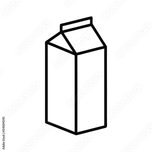Simple Milk Carton Rectangular With Spout Outline Vector Illustration