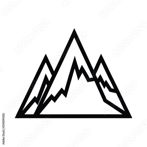 Simple Mountain Triangular Peaks Outline Vector Illustration