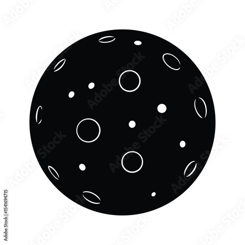 Simple Planet Round With Craters Outline Vector Illustration