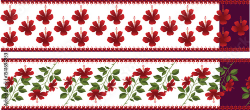saree design illustration , joba ful , china rose