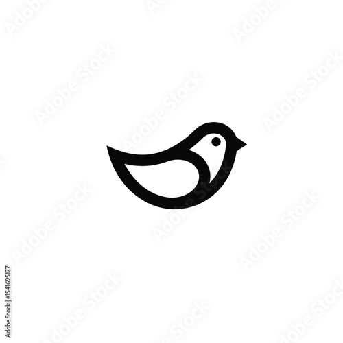 Black minimalist bird silhouette vector icon white background 1