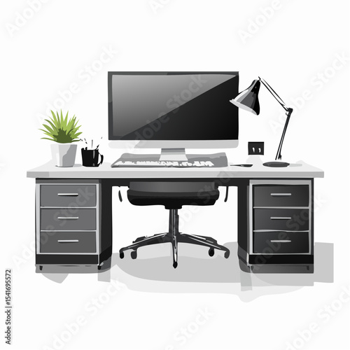 Modern Commercial Use Stylish Sleek Office Furniture Manager Table Desk image vector
