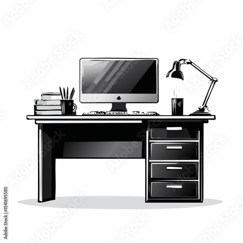 Modern Commercial Use Stylish Sleek Office Furniture Manager Table Desk image vector