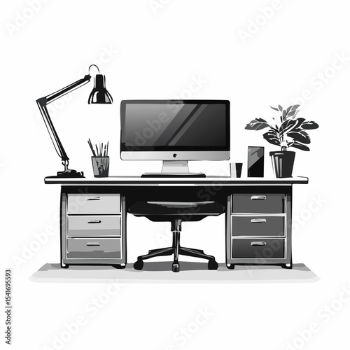 Modern Commercial Use Stylish Sleek Office Furniture Manager Table Desk image vector