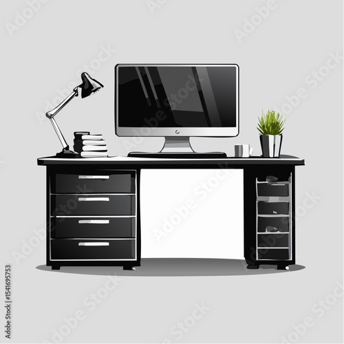 Modern Commercial Use Stylish Sleek Office Furniture Manager Table Desk image vector