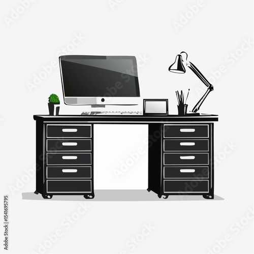 Modern Commercial Use Stylish Sleek Office Furniture Manager Table Desk image vector