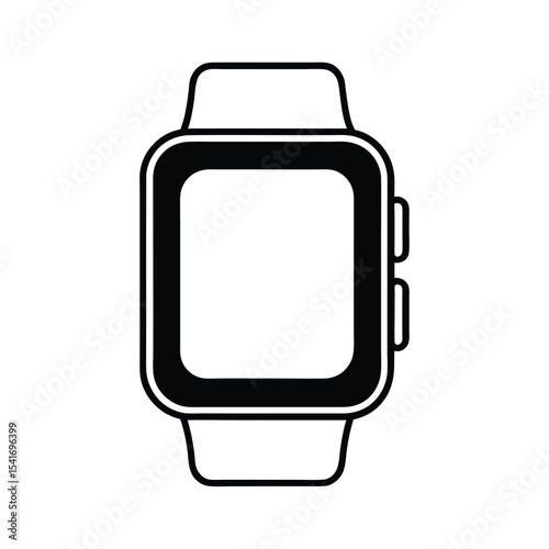 Smartwatch Square Face And Band Outline Vector Illustration