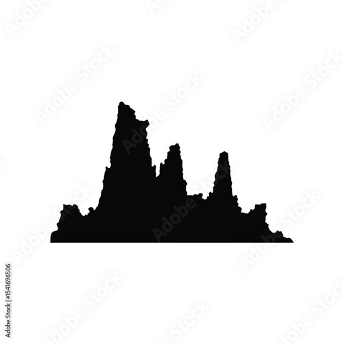 Black Silhouette Mono Lake Tufa Towers Vector Icon