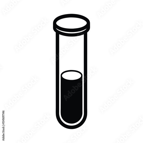 Test Tube Cylindrical With Round Bottom Outline Vector Illustration