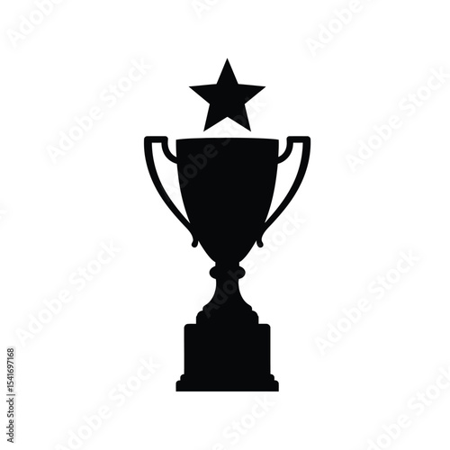 Black Silhouette M V P Trophy with Star Icon on White