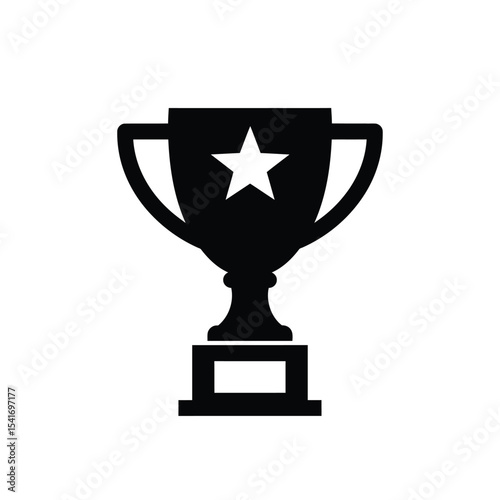 Black Silhouette M V P Trophy Vector Illustration White Star