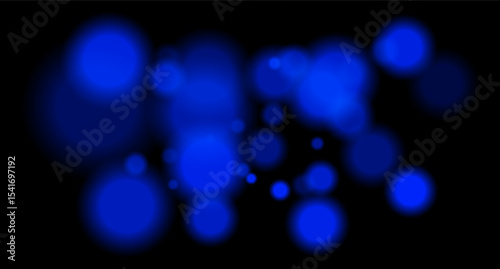Large soft blue bokeh circles with glow on black background, creating a dreamy abstract field. Suitable for festive, sci-fi or digital designs.