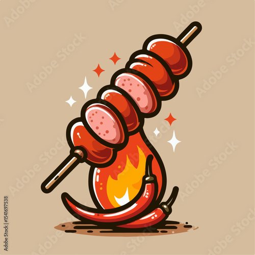 spicy sausage illustration 
