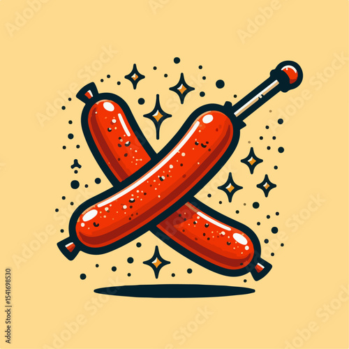 grilled sausage illustration 