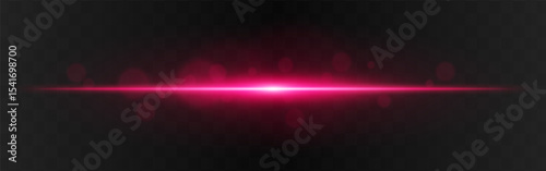 Light burst. Red horizontal glow with radial flare and soft particles on dark transparent background, suitable for tech or sci-fi visuals.