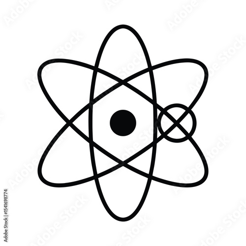 Atom Nucleus With Orbiting Electrons Outline Vector Illustration