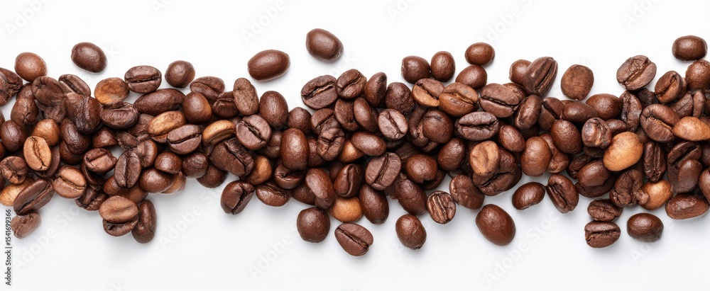 Fototapeta premium The assorted coffee beans arranged on a clean white background.