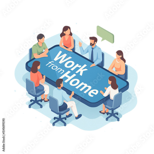 Remote Team Collaboration Work from Home Modern Office Virtual Meeting Illustrative Design