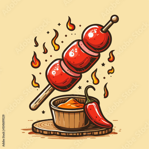spicy sausage illustration 