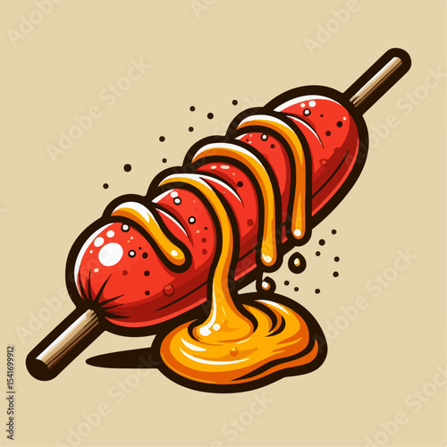 grilled sausage illustration 
