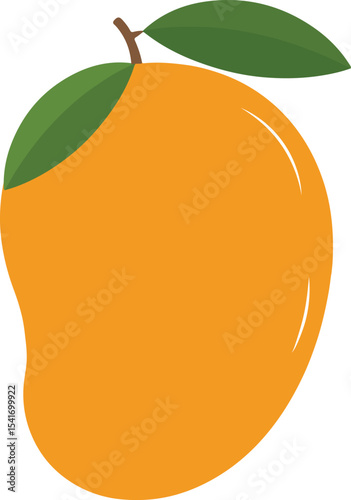  Ripe Orange Mango with Leaves - Tropical Fruit Vector.