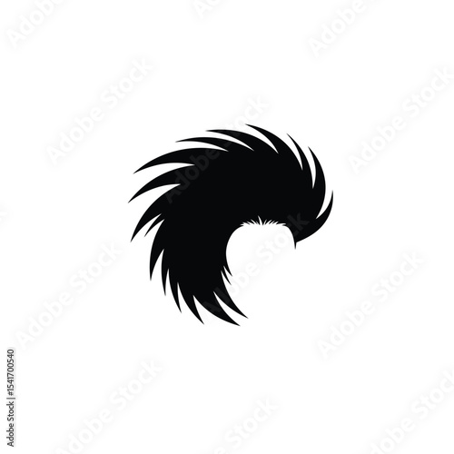 Black Silhouette Vector Hair Jump Player Icon