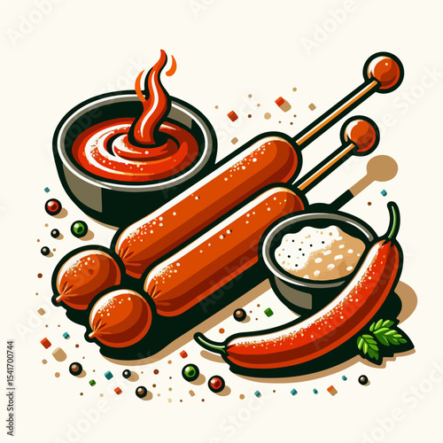 spicy sausage illustration 