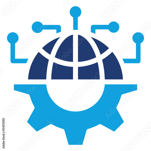 Digital Transformation Flat Blue Icon