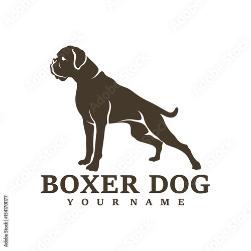 Boxer Dog logo design vector. Template Illustration. Icon Symbol