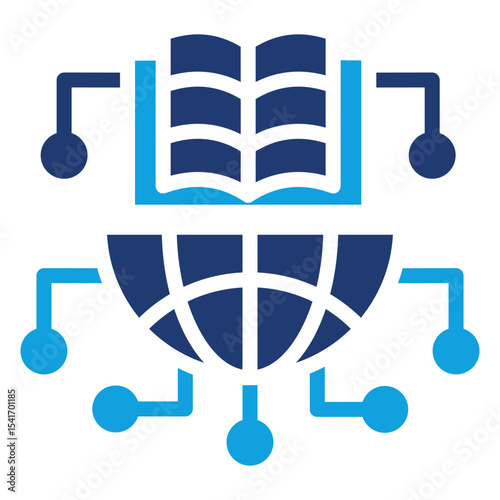 Digital Learning Flat Blue Icon