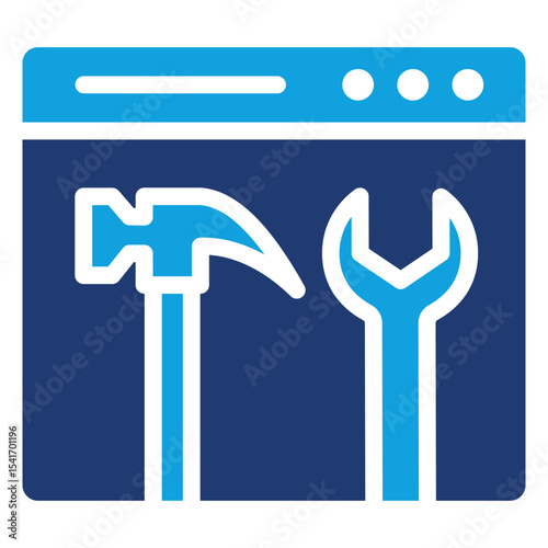Build Flat Blue Icon