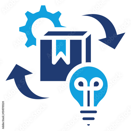 Product Development Flat Blue Icon