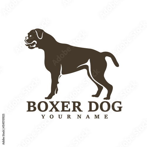 Boxer Dog logo design vector. Template Illustration. Icon Symbol