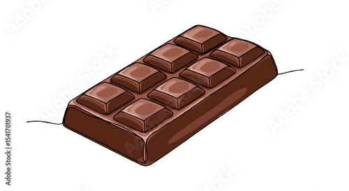 Chocolate bar illustration doodle style glossy 3D

