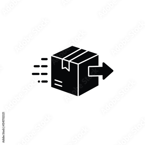 Black Silhouette Vector Box Return Icon White Background