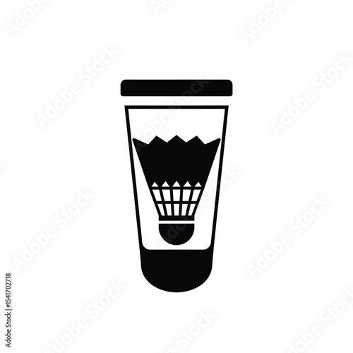 Black Silhouette Shuttlecock Tube Vector Icon White Background