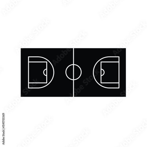 Black Silhouette Vector Basketball Court Diagram Icon