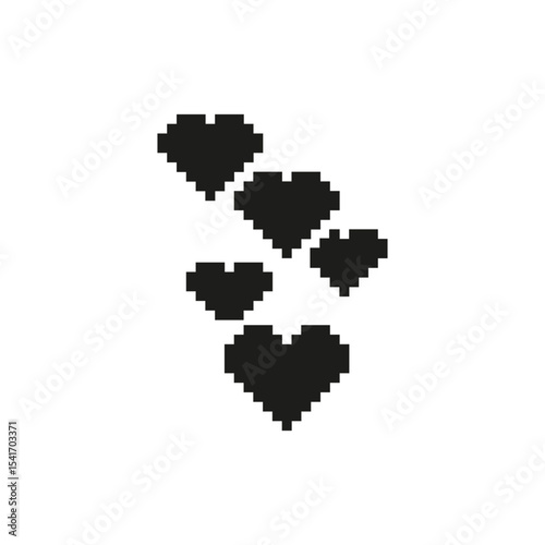 Pixelated Hearts Cluster Icon. Love, Affection, And Romantic Symbol In Retro Gaming Style. Nostalgic And Emotional Expression. Isolated Vector Illustration