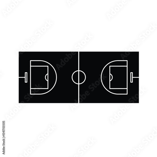 Black White Simplified Court Lines Diagram Vector Icon