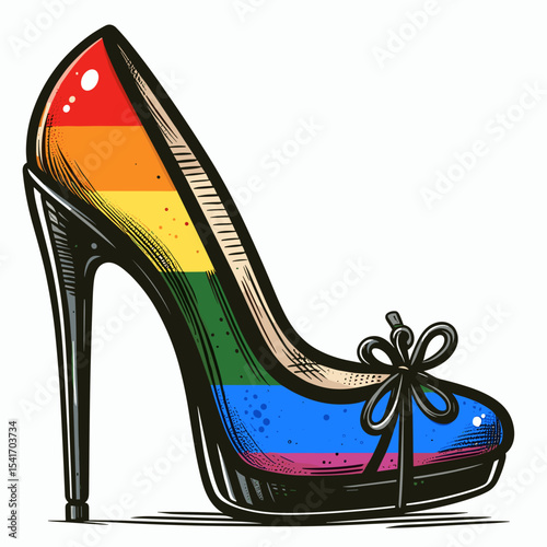 Rainbow high heel shoe