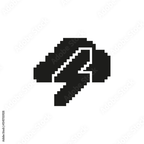Pixelated Thunderstorm Icon. Symbol of Weather, Power, and Intensity. Isolated Vector Illustration